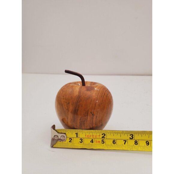 Onyx Apple Sculpture - Hand Carved Gemstone Decor - Unique Home Accent - Gold - Picture 10 of 10